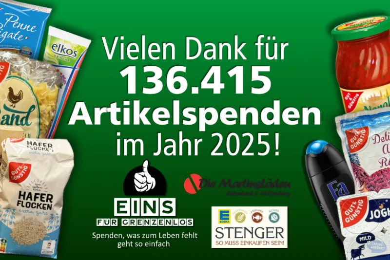 EINS für Grenzenlos - Vielen Dank für Ihre Artikelspenden 2025